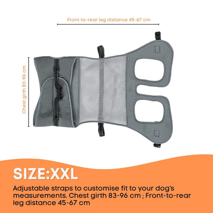 Hlpmedical Rooster Farms XXL dog wheelchair harness for large dogs up to 45kg, designed for pet mobility support.