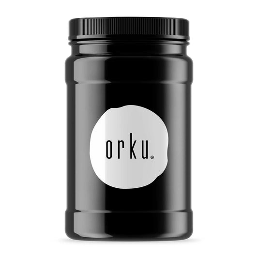 Hlpmedical Orku 1kg unflavored magnesium bisglycinate powder in jar, chelated dietary supplement for health and wellness.