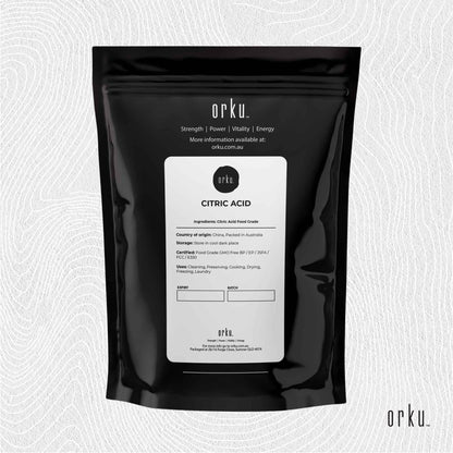 Hlpmedical Orku 1kg food-grade citric acid powder, non-GMO, anhydrous preservative for cooking and health uses.