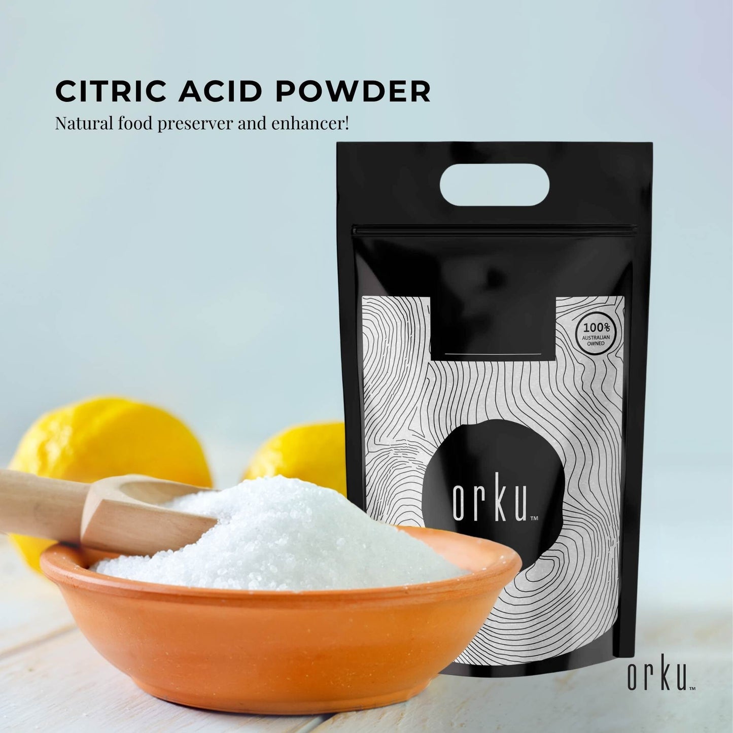 Hlpmedical Orku 5kg food-grade citric acid powder, non-GMO anhydrous preservative for cooking and health uses