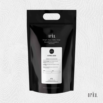 Hlpmedical Orku 5Kg citric acid powder, food grade, non-GMO anhydrous preservative, used in nutrition and supplement applications.