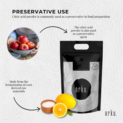 Hlpmedical Orku 20kg citric acid powder, food grade non-GMO anhydrous preservative, used in nutrition and health supplements