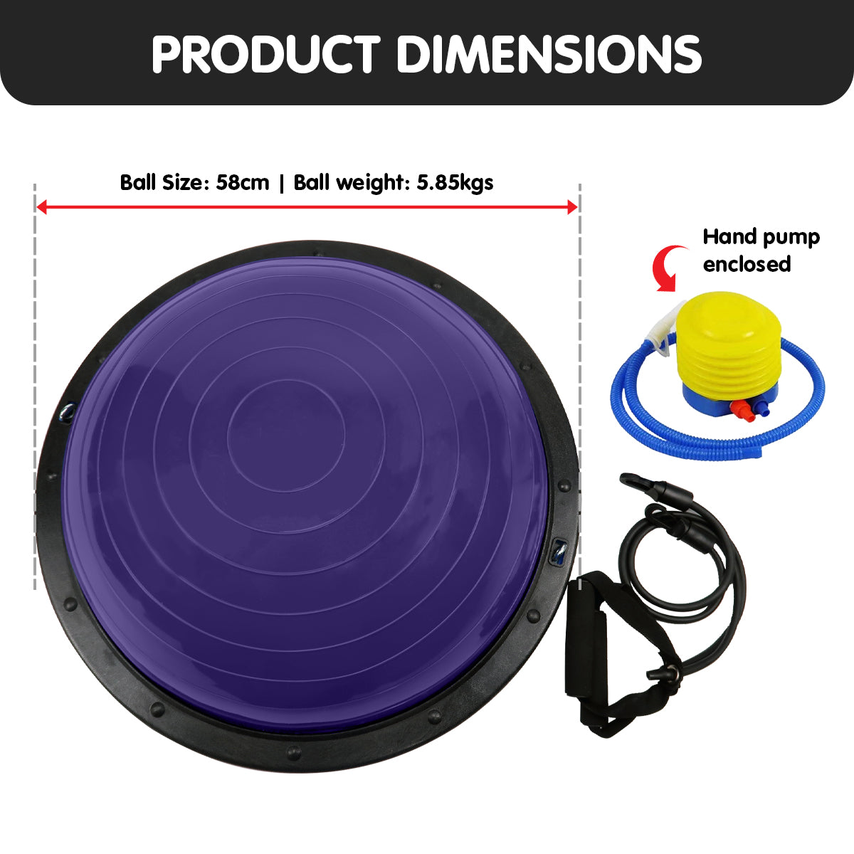 Purple Powertrain Fitness yoga ball used as a balance trainer for home gym workouts, featuring durable exercise ball design.