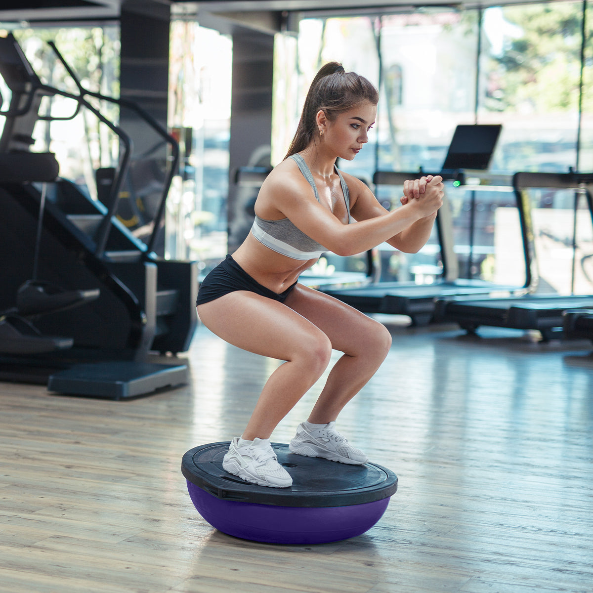 Purple Powertrain Fitness yoga ball for home gym workouts and balance training by Hlpmedical.