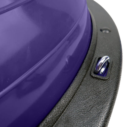 Purple Powertrain Fitness yoga ball used as a balance trainer for home gym workouts, made by Hlpmedical.