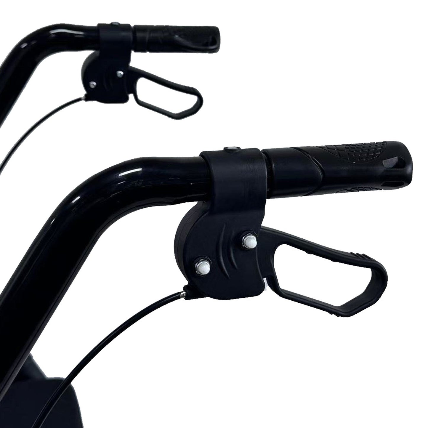 Black Orthonica foldable steel rollator with 136kg capacity, featuring mobility and accessibility design by Hlpmedical.