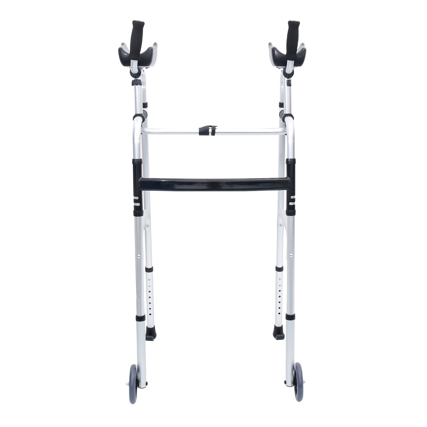 Hlpmedical Orthonica folding rollator walker with adjustable aluminum handles and cane box, designed for mobility and accessibility.
