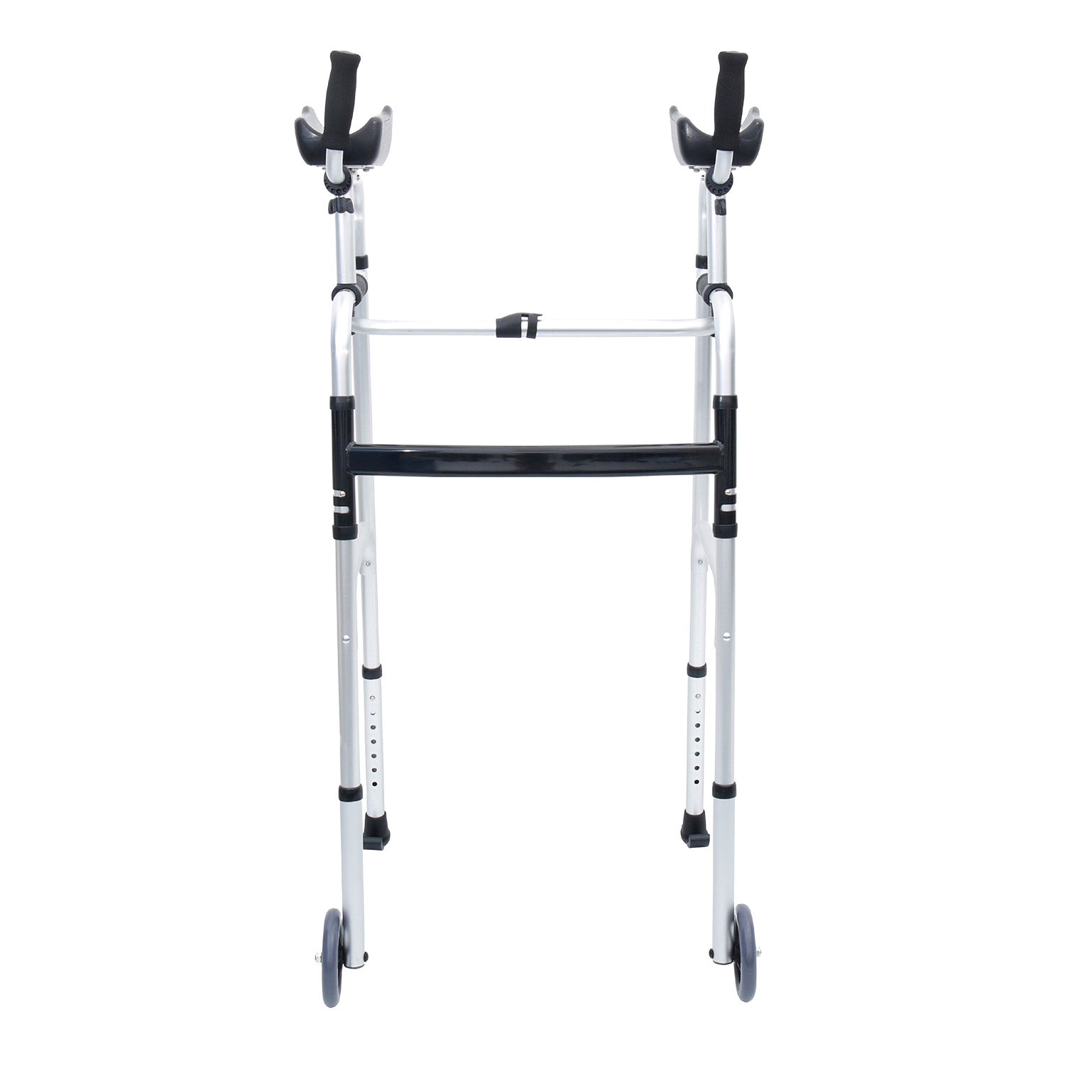Hlpmedical Orthonica folding rollator walker with adjustable aluminum handles and cane box, designed for mobility and accessibility.