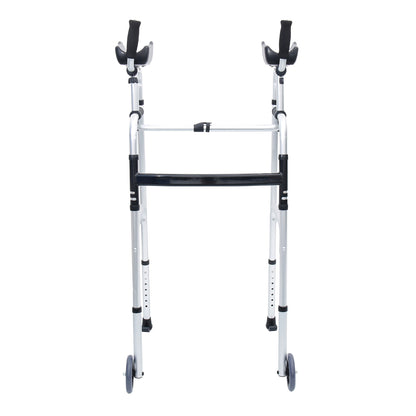 Hlpmedical Orthonica folding rollator walker with adjustable aluminum handles and cane box, designed for mobility and accessibility.