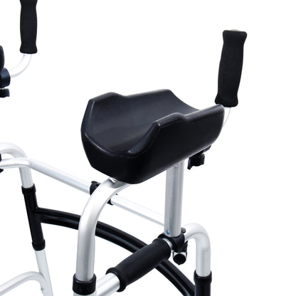 Hlpmedical Orthonica folding rollator walker with adjustable handles, aluminum frame, and cane box for mobility and accessibility.