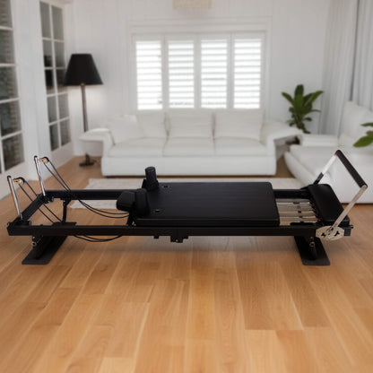 Hlpmedical Powertrain Aria Steel Foldable Pilates Board Reformer with footbar, sitting box, jumpboard, and platform extender for full-body fitness