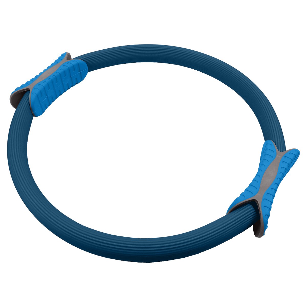 Blue Powertrain Pilates ring band from Hlpmedical for yoga and home workouts, featuring a sturdy exercise band for fitness training.