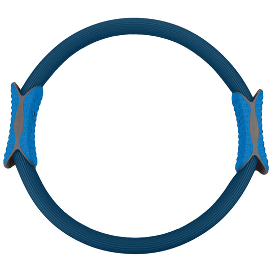 Blue Powertrain Pilates Ring band for yoga and home workouts, designed for strength training and flexible exercise routines.