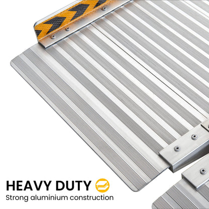 Hlpmedical Kartrite 3ft aluminium foldable wheelchair ramp for mobility and accessibility, shown in a folded and unfolded position