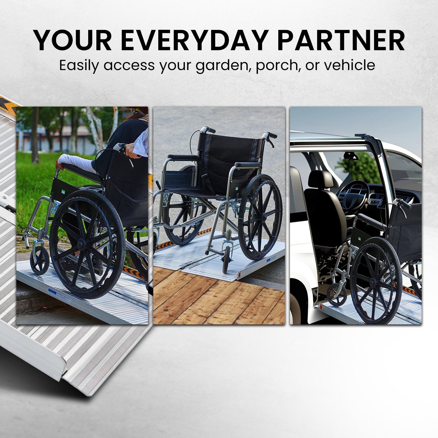 Hlpmedical Kartrite 3ft aluminium foldable wheelchair ramp for mobility and accessibility, shown extended on flat surface.