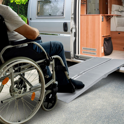 Silver Kartrite 4ft aluminium foldable wheelchair ramp by Hlpmedical, non-slip surface for easy access and loading.
