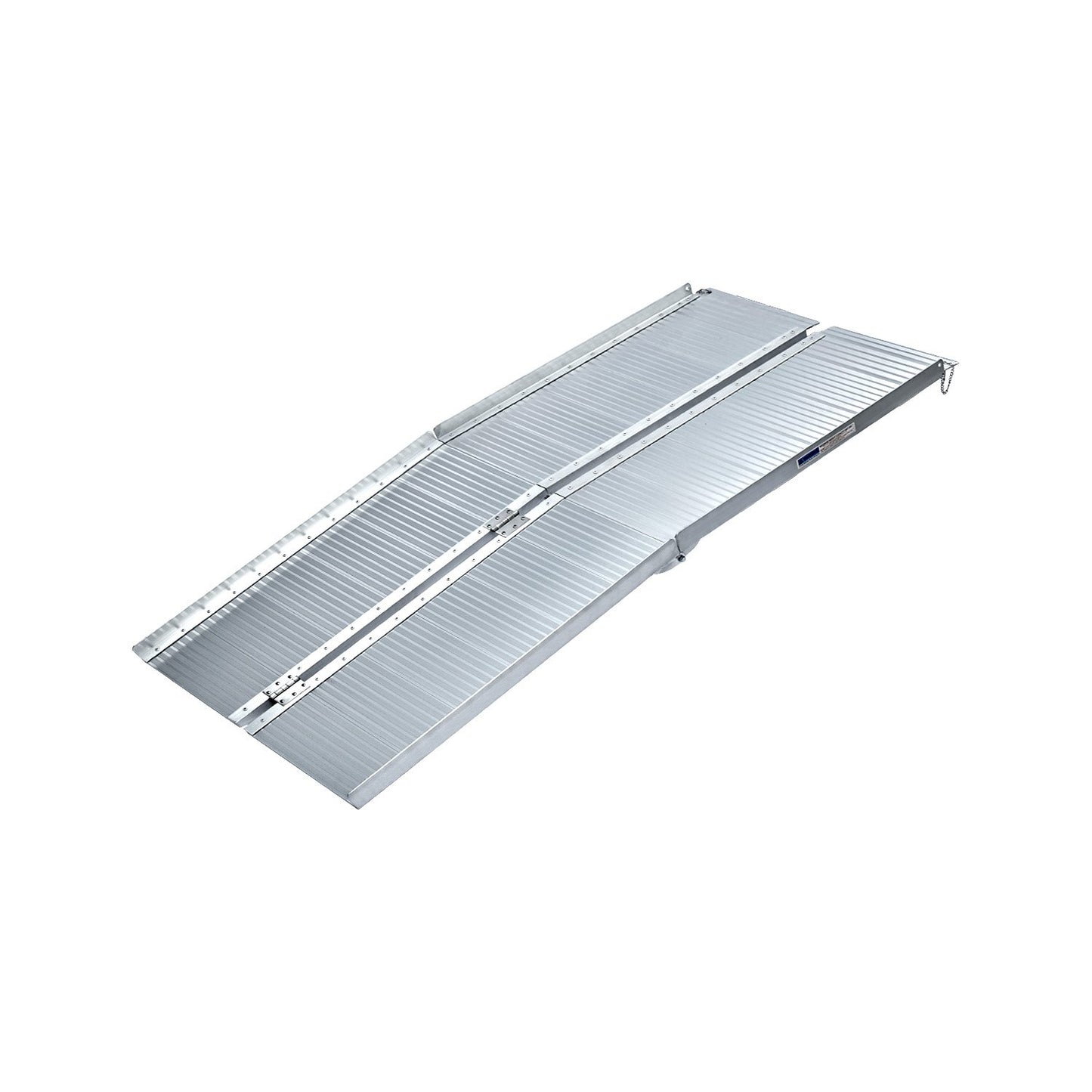 Silver Kartrite 5ft aluminium foldable wheelchair ramp with non-slip surface, ideal for automotive loading, by Hlpmedical.