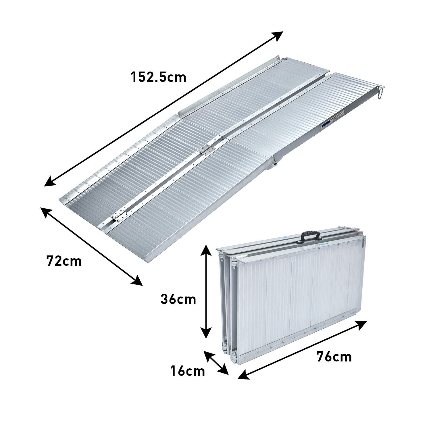 Hlpmedical Kartrite 5ft silver aluminum foldable wheelchair ramp with non-slip surface for easy vehicle access