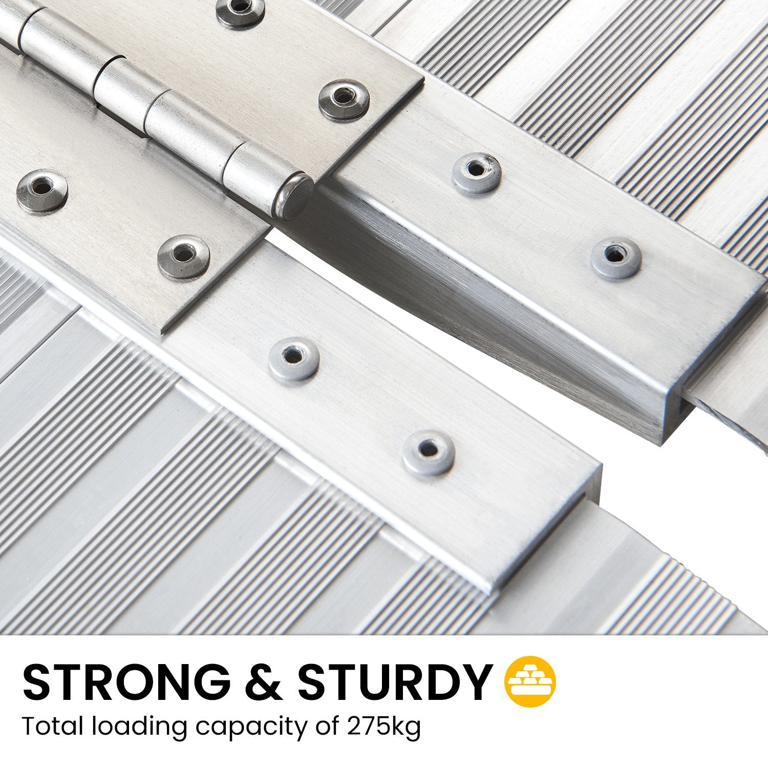 Silver Kartrite 6ft aluminium foldable wheelchair ramp with non-slip surface for safe mobility and accessibility.
