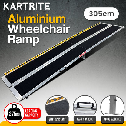 Hlpmedical Kartrite 10ft folding aluminum wheelchair ramp for portable pet and mobility access, lightweight and durable.