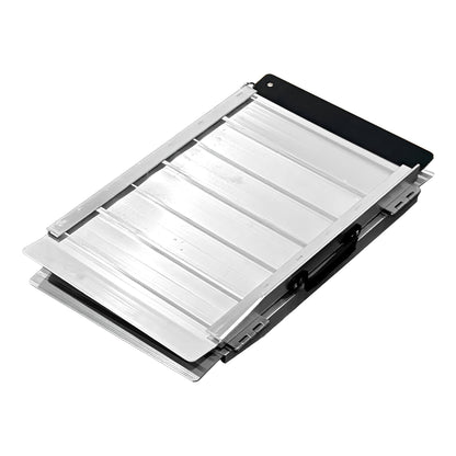 Hlpmedical Kartrite aluminium wheelchair ramp, 2ft long with high grip surface, safety side rails, locking pin, and carry handle.