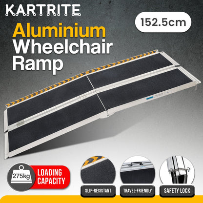 Hlpmedical Kartrite 5ft folding aluminium wheelchair ramp for portable mobility access, suitable for vehicle and home use