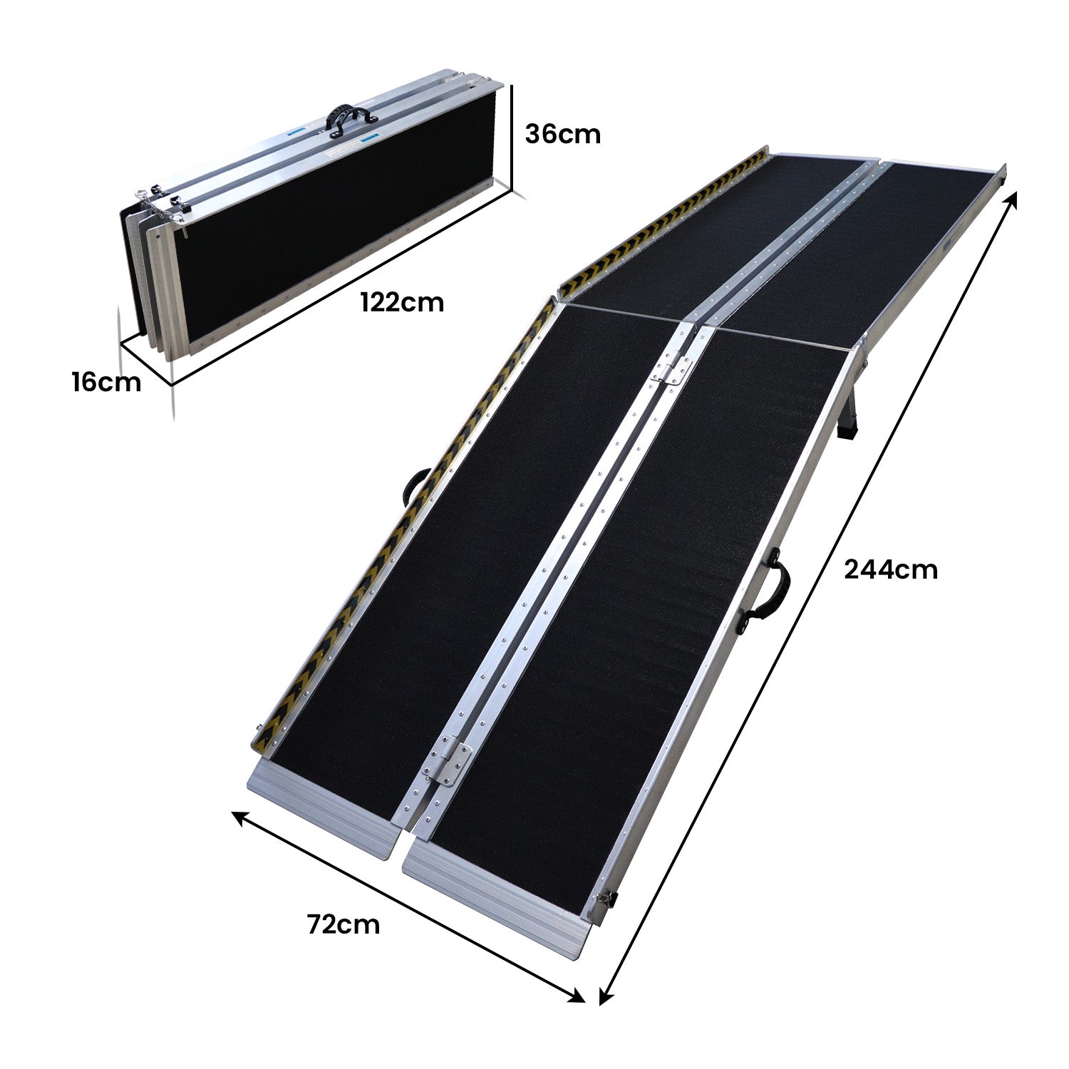 Hlpmedical Kartrite 8FT folding aluminum wheelchair ramp for pet access, portable mobility aid with non-slip surface.