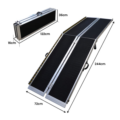 Hlpmedical Kartrite 8FT folding aluminum wheelchair ramp for pet access, portable mobility aid with non-slip surface.