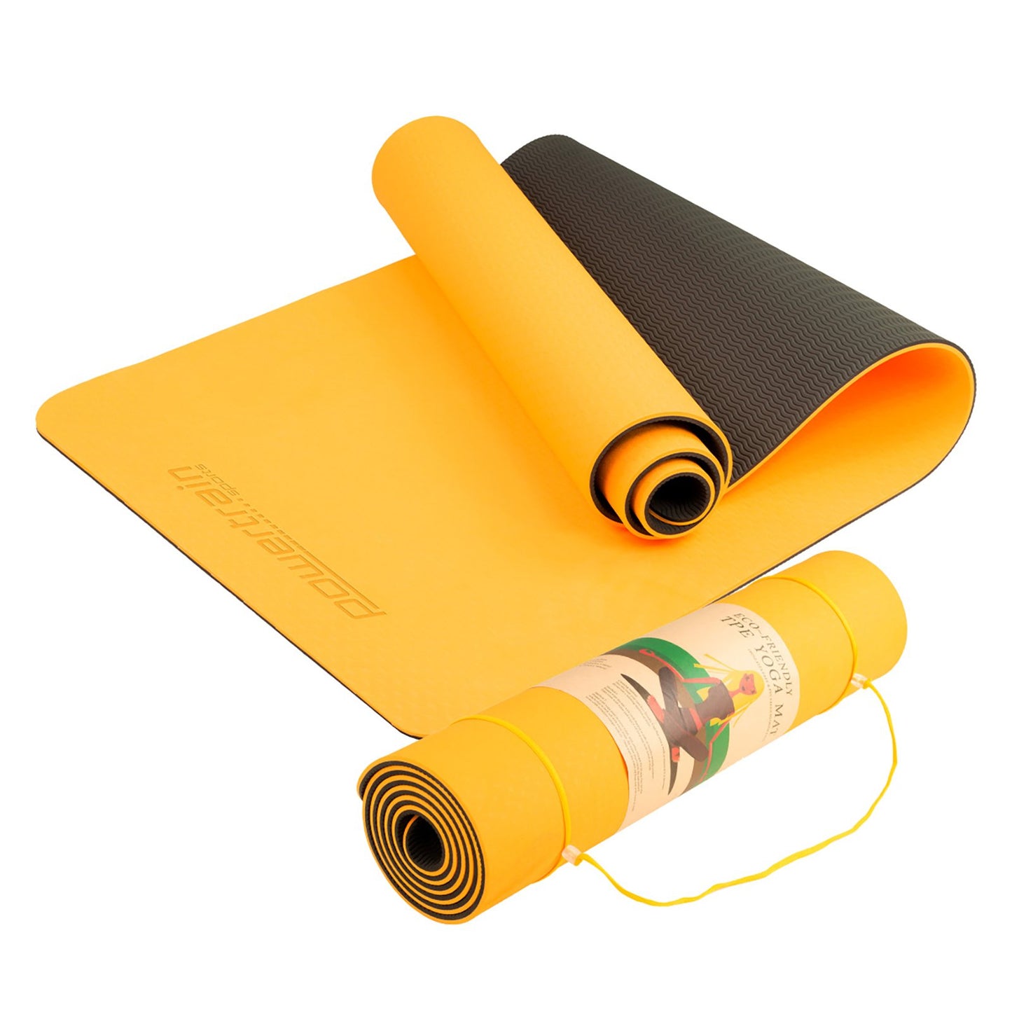 Hlpmedical Powertrain TPE yoga exercise mat in orange, 8mm thick for Pilates and home gym workouts