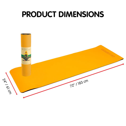 Hlpmedical orange TPE yoga exercise mat, 8mm thick, suitable for Pilates and home gym workouts on a non-slip surface.