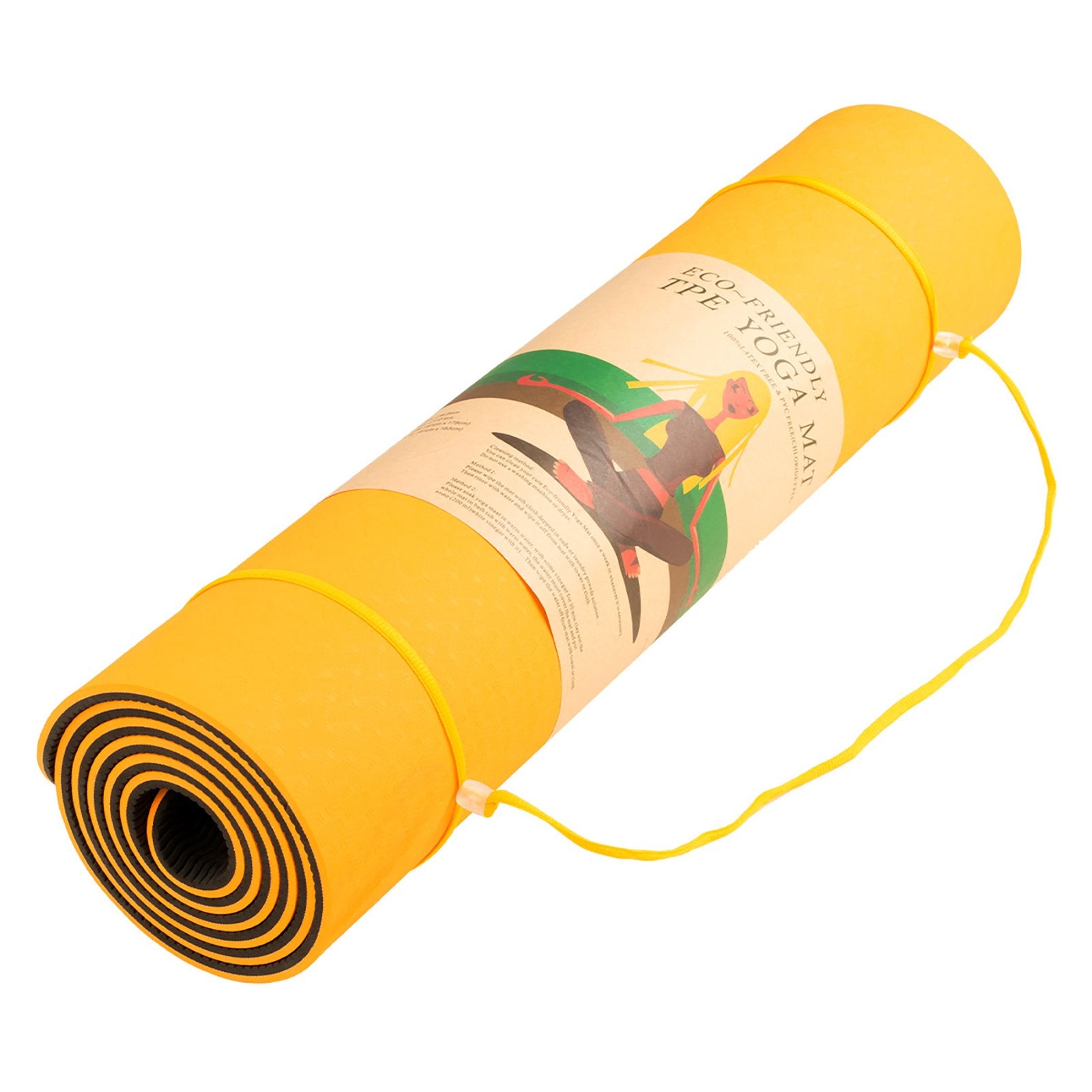 Orange Powertrain TPE yoga exercise mat by Hlpmedical, 8mm thick for home gym Pilates and fitness workouts.