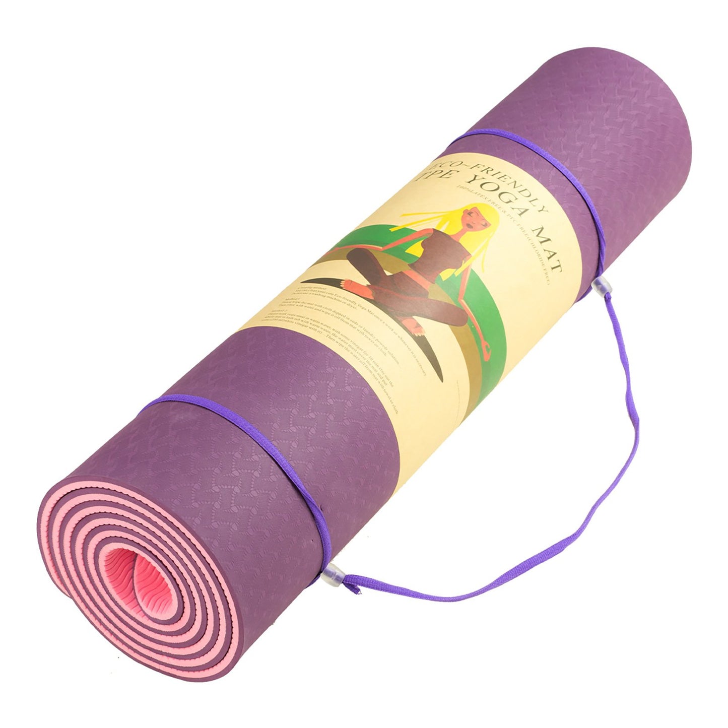 Dark purple Hlpmedical Powertrain TPE yoga exercise mat, 8mm thick for Pilates and fitness workouts at home.