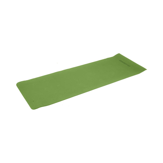Hlpmedical Powertrain dual layer 6mm olive yoga mat with non-slip surface and carry strap for comfort and portability.