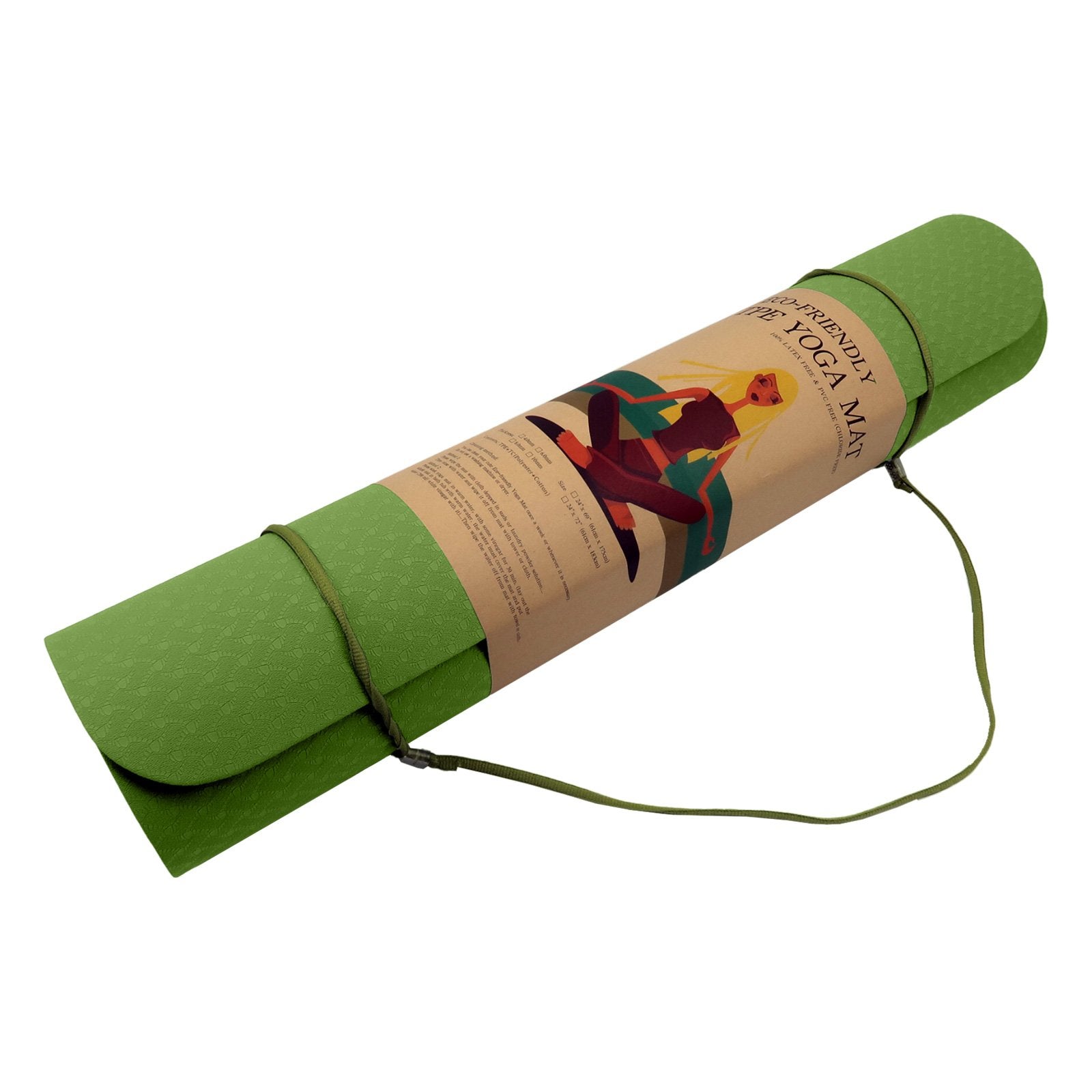 Hlpmedical Powertrain dual-layer 6mm olive yoga mat with non-slip surface and carry strap for comfort and portability.