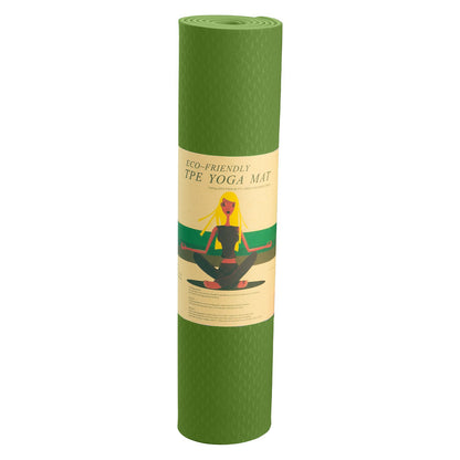 Hlpmedical Powertrain dual layer 6mm olive yoga mat with non-slip surface and carry strap for comfortable, portable yoga practice.