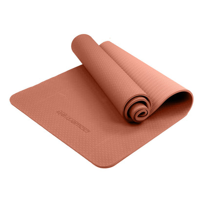 Hlpmedical Powertrain dual layer 6mm peach yoga mat with non-slip surface and carry strap for yoga and fitness workouts
