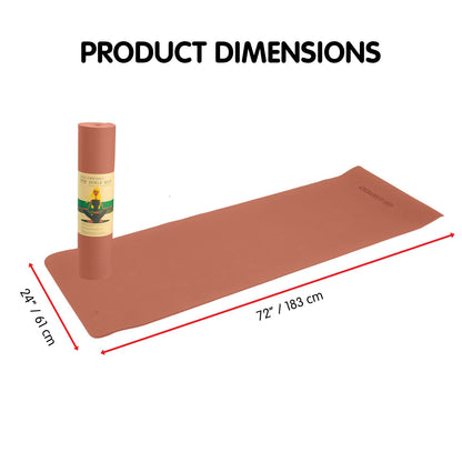Hlpmedical Powertrain dual-layer 6mm peach yoga mat with non-slip surface and carry strap for yoga and fitness workouts.