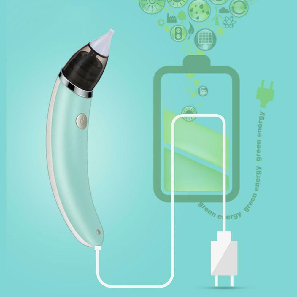 Electric baby nasal aspirator in green by Hlpmedical, safe and hygienic nose cleaner for clear nasal passages in infants.
