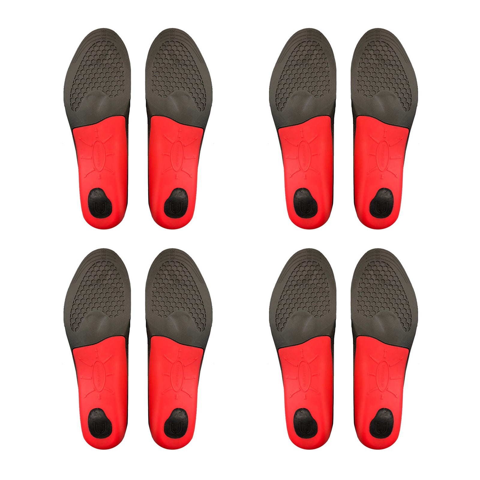 Pair of men's full arch support insoles by Hlpmedical, M size shoe inserts with cushioned foot pads for sneakers and sports shoes.