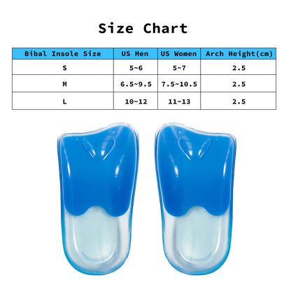 Pair of men's gel arch support insoles in L size, designed for sneaker comfort and foot support, by Hlpmedical.