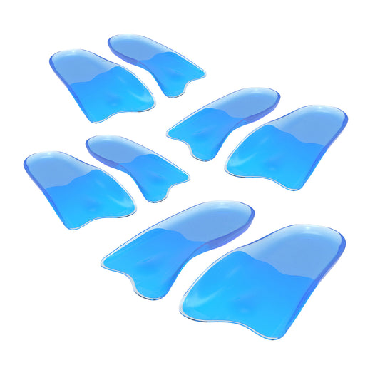 Pair of Hlpmedical men's gel arch support insoles with half shoe inserts, size M, designed for sneaker and sports shoe comfort.