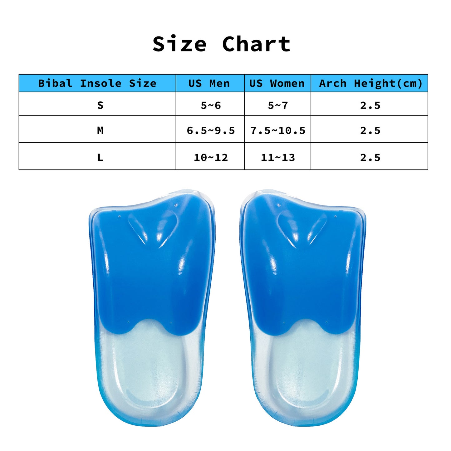 Hlpmedical men's gel arch support insoles in S size, shoe inserts for added comfort in sneakers and sports shoes
