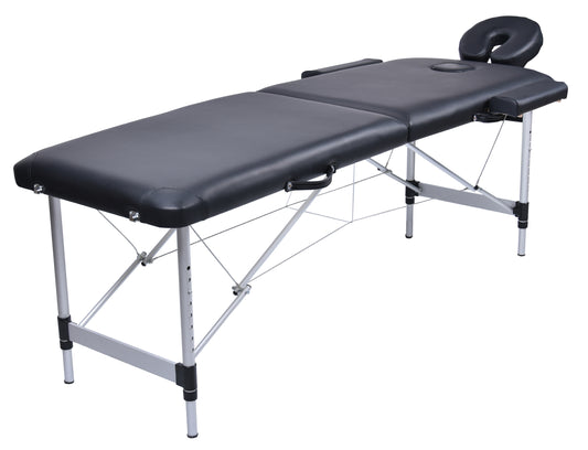 YES4HOMES portable aluminium massage table with black upholstery, foldable design for beauty therapy and massage sessions.