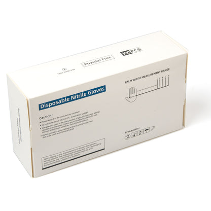 Pair of black nitrile disposable gloves by Hlpmedical, medium size, used for industrial, mechanic, tattoo, and food safety applications.