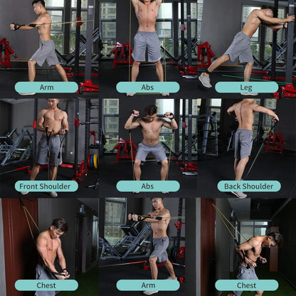 Set of 11 stackable resistance bands for home workouts, physical therapy, and gym training by Hlpmedical.