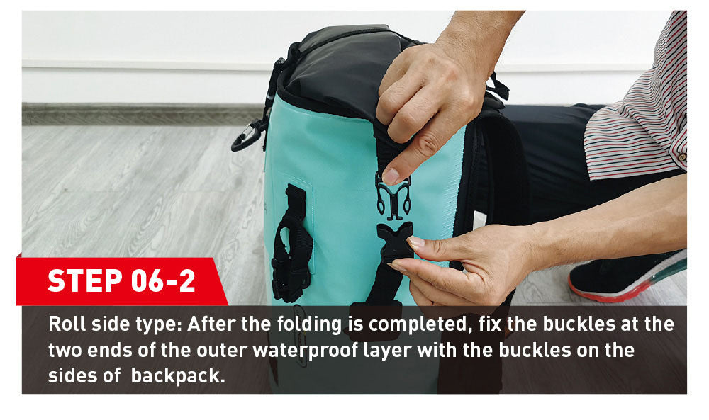 Hlpmedical NOOYAH waterproof bike backpack in mint green, double-layer outdoor sports bag with IPX8 water resistance and bike storage features.