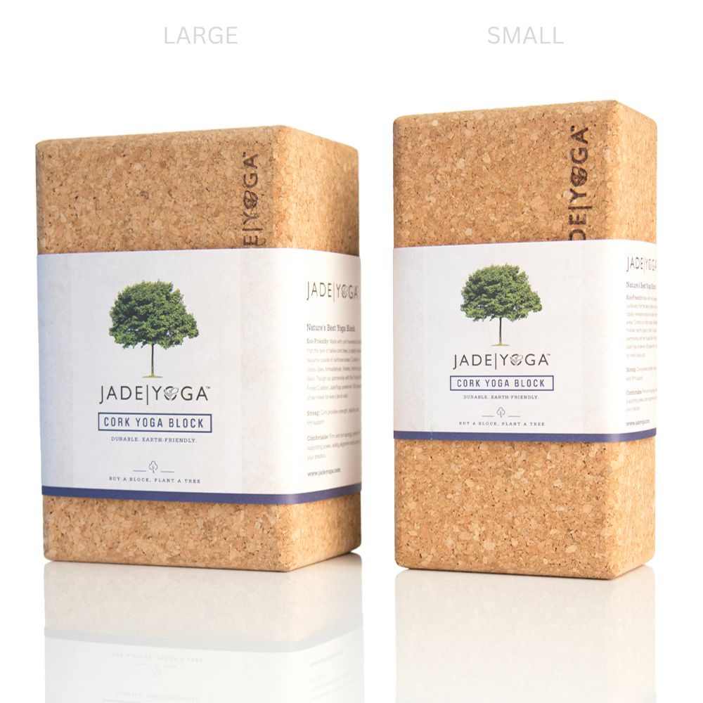 Small Jade Yoga cork yoga block for support during yoga and Pilates exercises, featuring a natural cork surface.