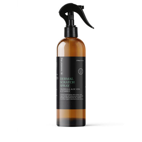 Hlpmedical Natural Anti-Itch Scratch Spray for Dogs with aloe, tea tree, and vitamin E to soothe irritated skin.