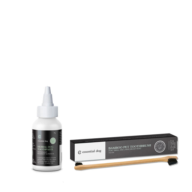 Hlpmedical bamboo pet dog dental kit with toothpaste and toothbrush for cleaning and maintaining your dog's oral health.