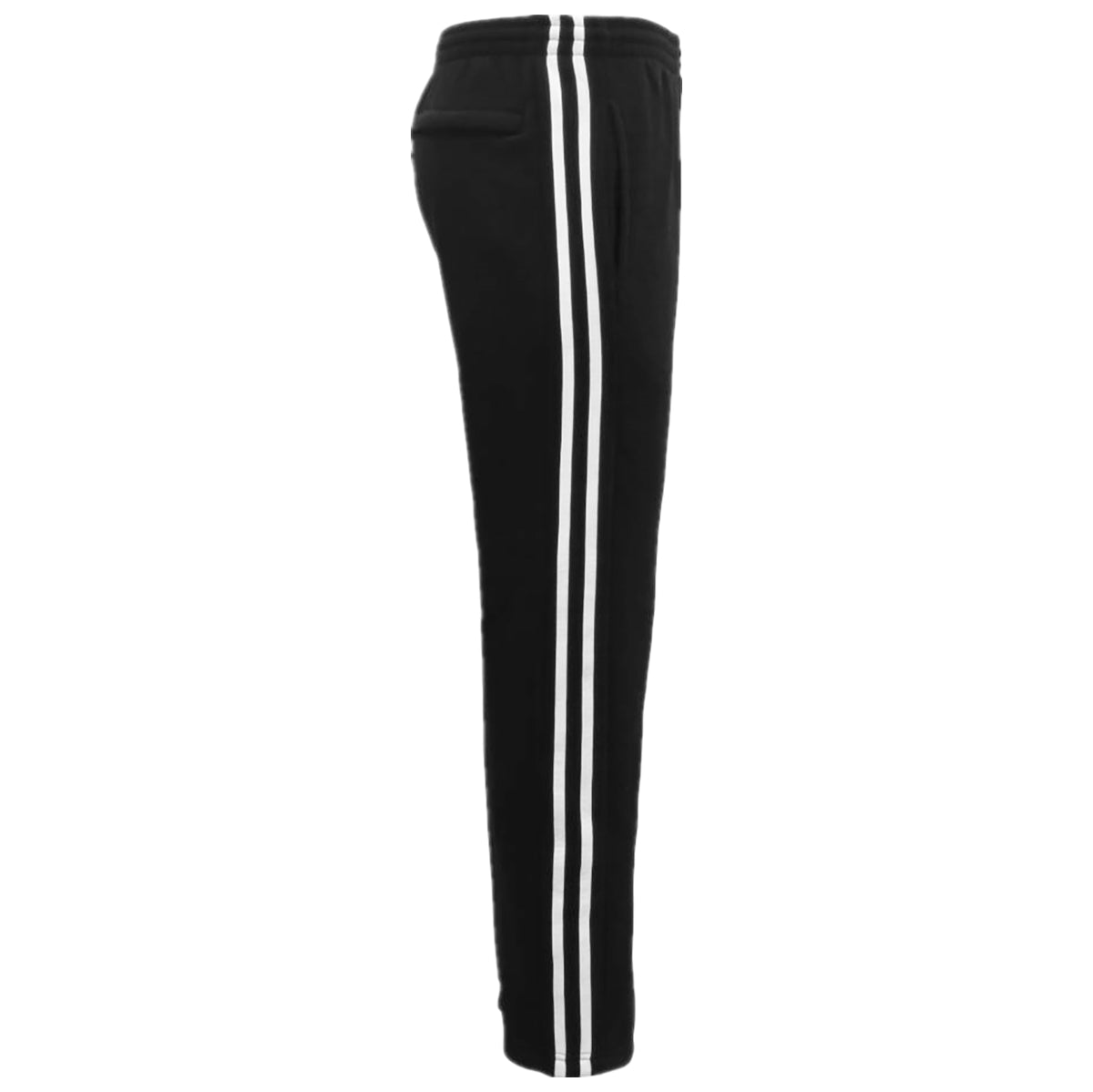 Black men's fleece sports track pants with zip pockets and stripe details, casual sweat trousers in size L from Hlpmedical.
